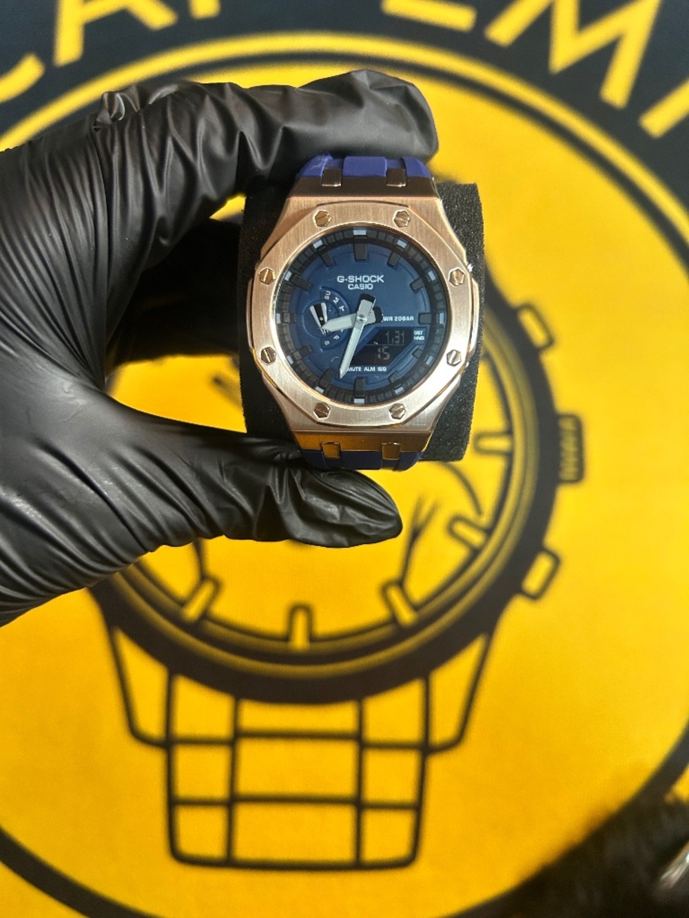 Casio G-Shock Rose Gold Metal Watch – Blue Dial, Luxury Sport Style, 200M WR